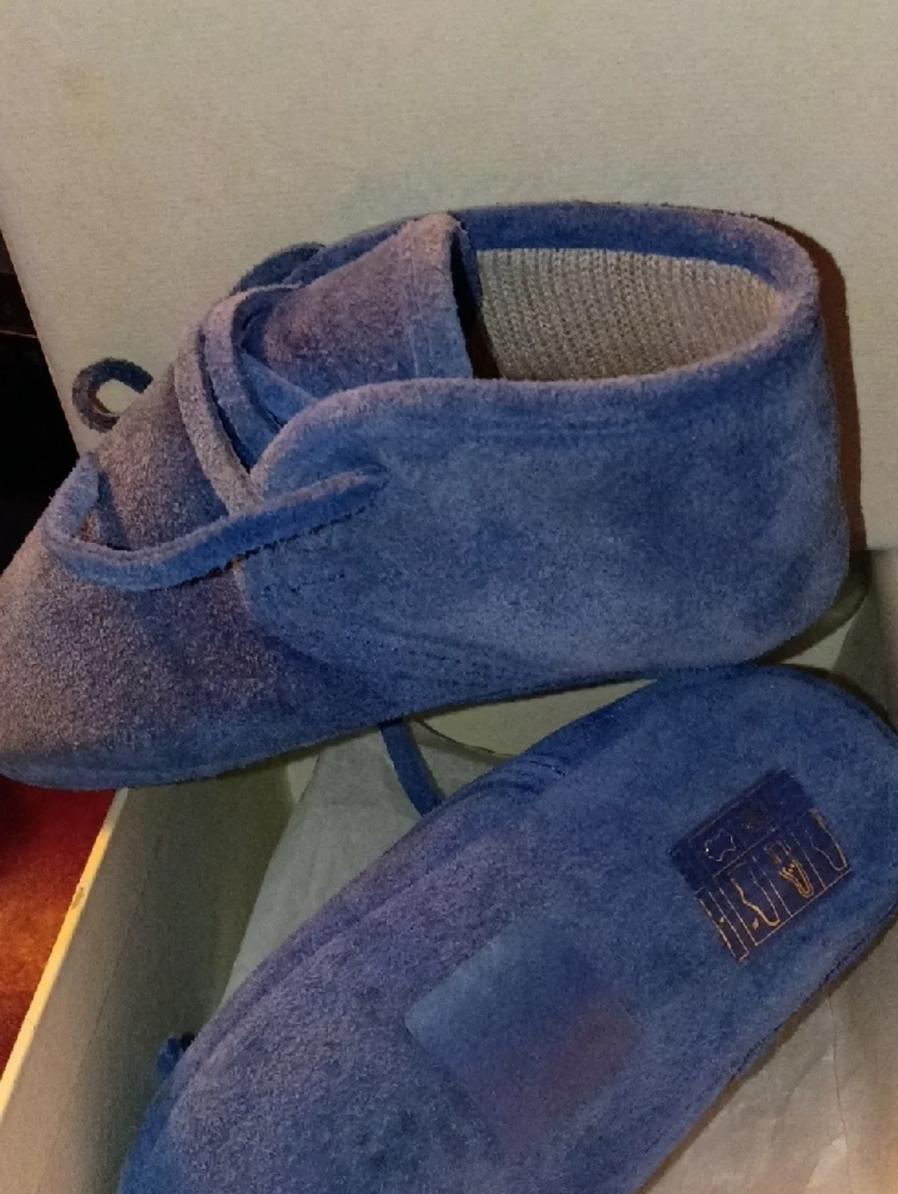 Loro Piana Blue Suede Lace-Up Bootie Or Walking Shoe w Gold Crest Charm